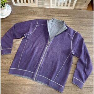 Tommy Bahama Flip Reversable Purple Gray Zip Up Jacket Full Zip Mens Size L